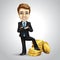 Vector businessman cartoon character put foot on