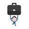 Vector businessman character running and carrying briefcase. Color and black outlines