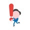 Vector businessman character running and carrying exclamation ma