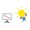 Vector businessman character running and carrying glowing light