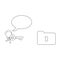 Vector businessman character running and carrying key to unlock file folder keyhole with blank speech bubble. Black outline