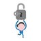 Vector businessman character running and carrying open padlock w