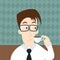 Vector of businessman drinking a coffee