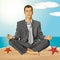 Vector Businessman in Lotus Pose Meditating