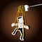 Vector of Businessman marionette on noodle controlled by fork
