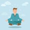 Vector businessman meditating in flat style