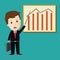 Vector of Businessman point on investment graph presentation.