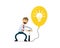 Vector of businessman pumping idea balloon