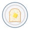 vector butter piece on white bread slice on a plate