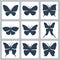 Vector butterflies icons set