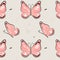 Vector butterfly pattern. Nature insect background. Kids summer illustration. Natural spring pink print