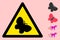 Vector Butterfly Warning Triangle Sign Icon