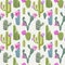 Vector Cactus Background. Seamless Pattern. Exotic Plant