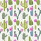 Vector Cactus Background. Seamless Pattern. Exotic Plant