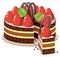 vector cake with strawberry
