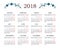 Vector calendar for 2018 on white background.