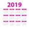 Vector Calendar 2019. pink. Week starts on Sunday. English calender. New year. Color simple design