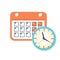 Vector calendar and clock icon. Schedule, appointment, important date concept.