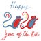 Vector calligraphy 2020 Happy New Year, Year of the rat. Hand-drawn numbers for holiday calendars, cards and more