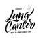 Vector Calligraphy Poster. Grey White Awareness Ribbons of Lung Cancer Vector illustration