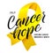 Vector Calligraphy Poster. Yellow Awareness Ribbons of Sarcoma Cancer Vector illustration