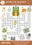 Vector camping crossword puzzle for kids. Simple Summer camp quiz with forest equipment for children. Educational activity with