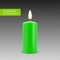 Vector candle wax isolated decoration. Candlelight flame for celebration. Glowing realistic candle light on transparent