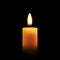 Vector candle wax isolated decoration. Candlelight flame for celebration. Glowing realistic candle light on transparent