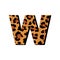 Vector capital letter W with wild leopard skin print.