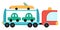 Vector car carrier car. Funny automobile for kids. Cute vehicle clip art. Retro lorry transport icon isolated on white background