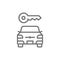 Vector car key, automobile blocked line icon.