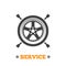 Vector car service icon. Tire fitting icon.