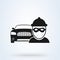 Vector car thief Icon. Thief steals car, insurance. Flat design vector illustration