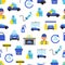 Vector car wash flat icons pattern or background illustration