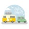 Vector caravan trailer end car illustration