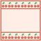 Vector card with berries. Empty square form with ornamental cherries, leaves and border with dots.