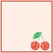 Vector card with berries. Empty square form with ornamental cherries, leaves and border with dots. Decorative frame.