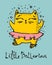 Vector card with colour cute dancing cat and funny hand drawing text Little ballerina