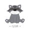 Vector card with cute raccoon. vector print