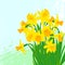 Vector card with daffodils on textured background.