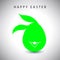 Vector card of easter green long-eared smile rabbit egg