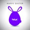 Vector card of easter violet rabbit egg with whisker