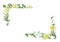 Vector card flowers of yellow dahlia watercolor, eucalyptus, for