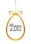 Vector card with gold easter egg and happy easter phrase on white background