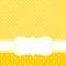 Vector card or invitation with yellow background, white polka dots