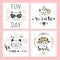 Vector card series with cute fashion cats. Stylish kitten set. T
