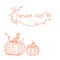 Vector card with sketched pumpkins