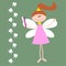 Vector Card with The Tooth Fairy. Girl with Wings and Toothbrash in Her Hand