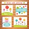 Vector cards collection with cute buttons. Perfect