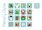 Vector cards for Memory game with Christmas elements in Pixel-Art style. Multiple game levels